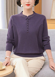 Loose Pink Zircon Chinese Button Knit Sweaters Winter