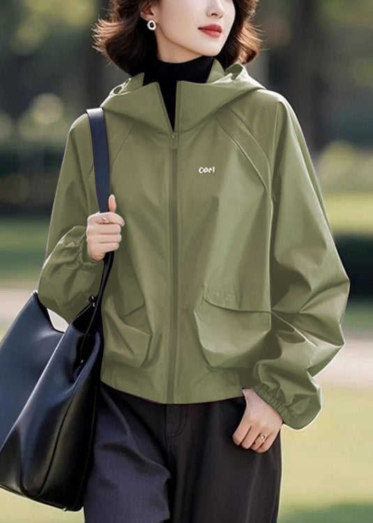 Loose Purple Hooded Zippered Solid Cotton Coats Fall