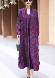 Loose Purple Pockets False Two Pieces Long Dress Winter