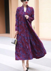 Loose Purple Pockets False Two Pieces Long Dress Winter