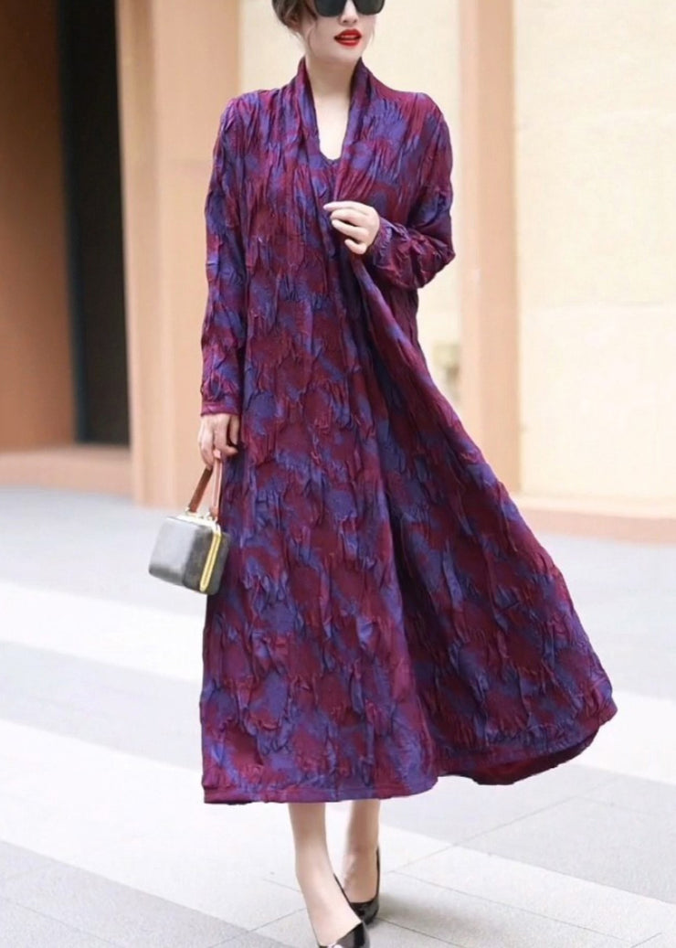 Loose Purple Pockets False Two Pieces Long Dress Winter