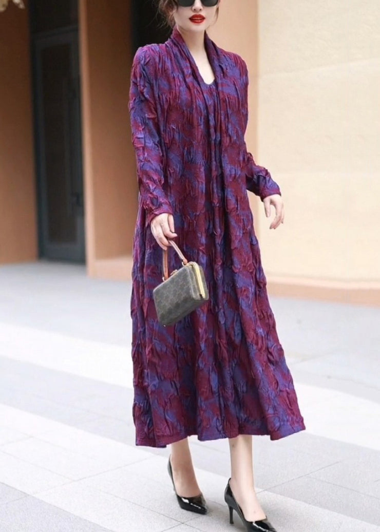 Loose Purple Pockets False Two Pieces Long Dress Winter
