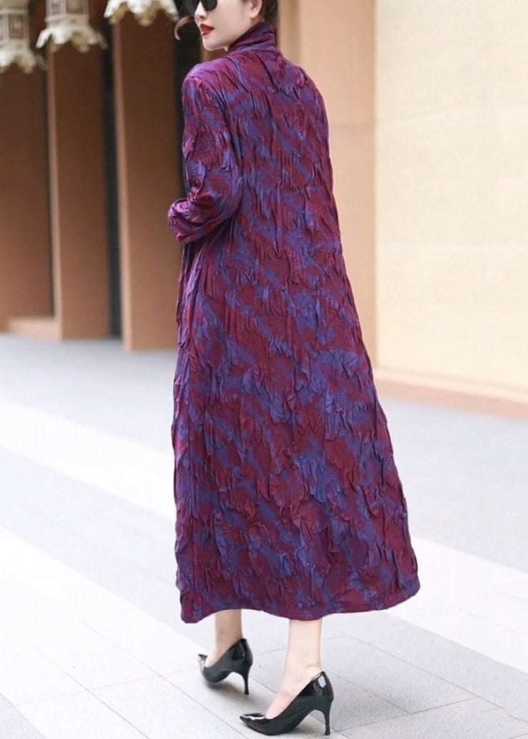 Loose Purple Pockets False Two Pieces Long Dress Winter