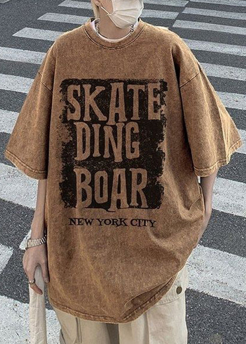 Loose Rose O Neck Letter Cotton T Shirt Men Half Sleeve
