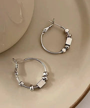 Loose Silk Copper Broken Silver Hoop Earrings