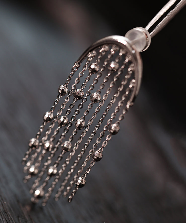 Loose Silk Sterling Silver Chain Tassel Drop Earrings