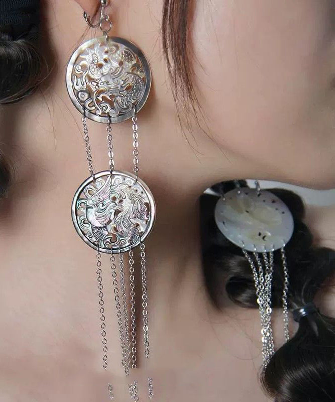 Loose Silk Sterling Silver Tassel Single Drop Earrings