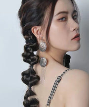 Loose Silk Sterling Silver Tassel Single Drop Earrings