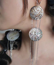 Loose Silk Sterling Silver Tassel Single Drop Earrings
