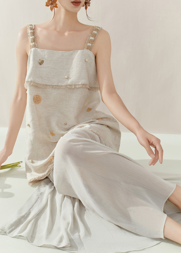 Loose Slash Neck Patchwork Vest And Skirts Two Pieces Set Summer