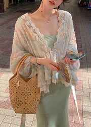 Loose V Neck Tie Waist Lace Shirts Fall