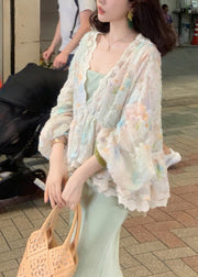 Loose V Neck Tie Waist Lace Shirts Fall