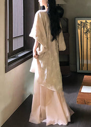 Loose V Neck Tulle Patchwork Cotton Robe Dresses Batwing Sleeve