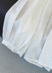 Loose White Hollow Out Button Patchwork Cotton Blouses Fall