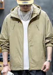 Loose White Hooded Zippered Pockets Men UPF 50+ Coat Summer