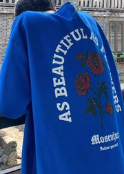 Loose White Letter Love Roses Cotton Mens Graphic Tees Half Sleeve