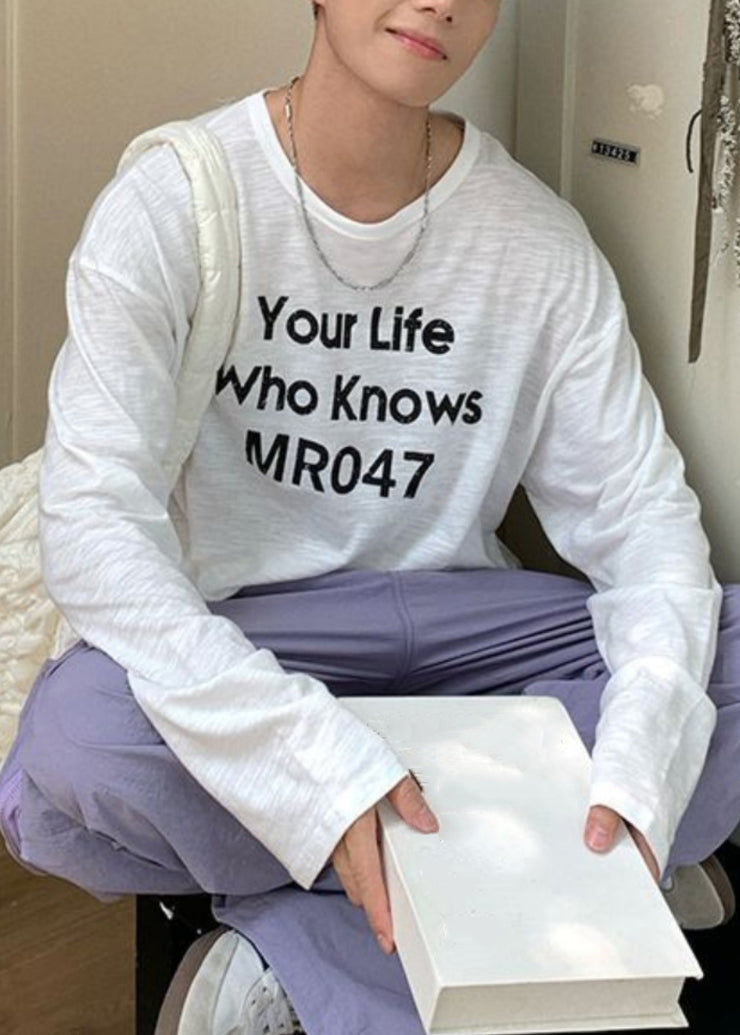 Loose White Letter Oversized Thin Cotton Men&