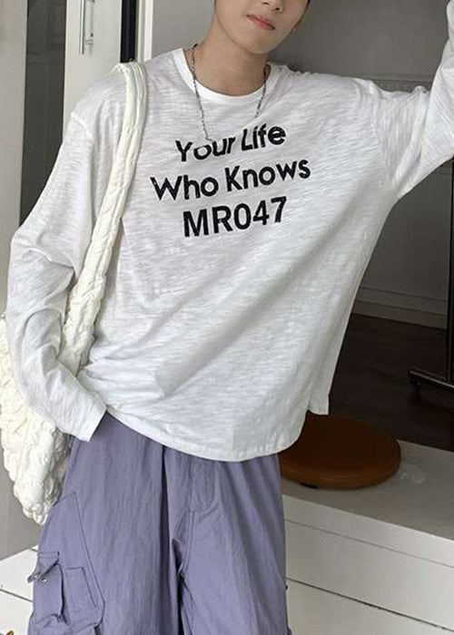 Loose White Letter Oversized Thin Cotton Men&
