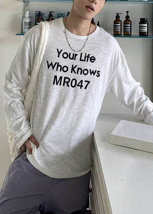 Loose White Letter Oversized Thin Cotton Men&