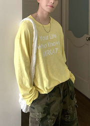 Loose White Letter Oversized Thin Cotton Men's T Shirts Spring