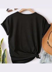 Loose White O Neck Dog Animal Cotton Shirt Top Summer