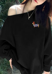 Loose White Print Solid Cotton T Shirts Top Fall