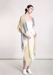 Loose Yellow Striped Patchwork Cardigan Half Sleeve