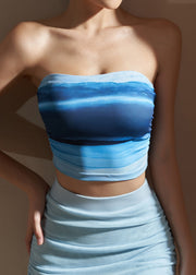 Luxury Blue Cold Shoulder Crop Top Workout