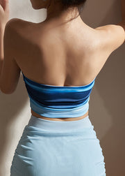 Luxury Blue Cold Shoulder Crop Top Workout