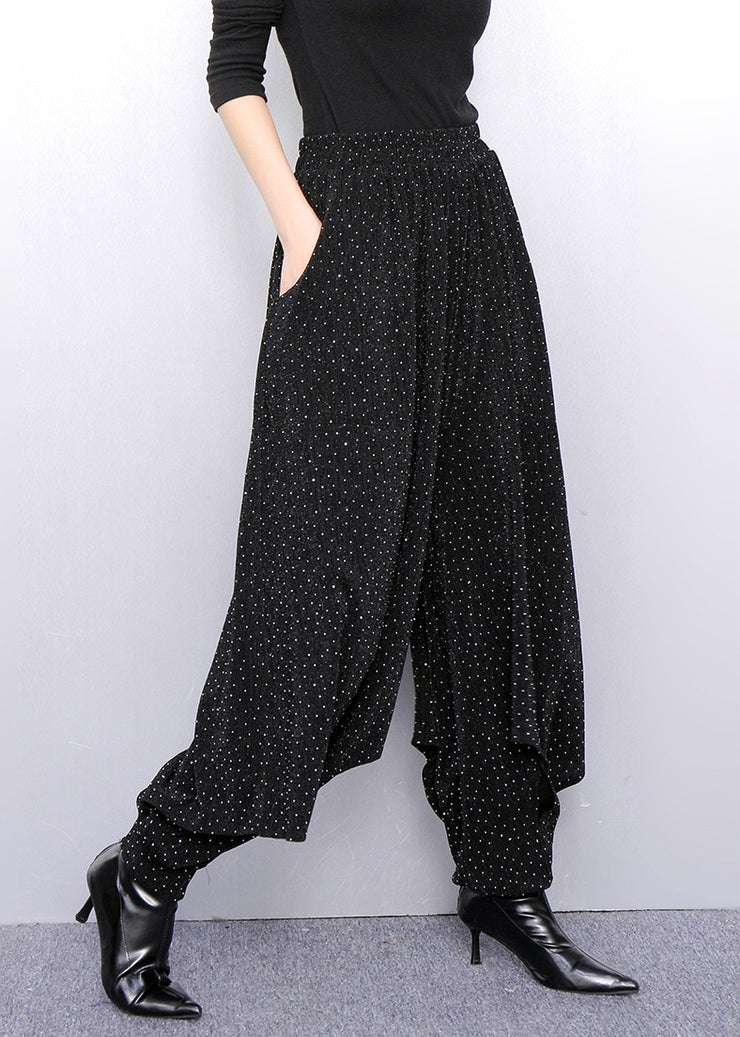 Luxury Minimalism Lantern Pants With Textured Gold Pattern