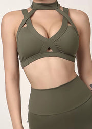 Luxury Rose High Neck Halter Hollow Out Gymshark Sports Bra