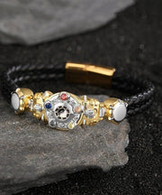 Men Gold Stainless Steel Alloy Zircon Armored Warrior Bracelet