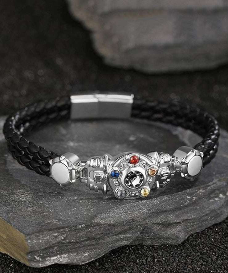 Men Gold Stainless Steel Alloy Zircon Armored Warrior Bracelet