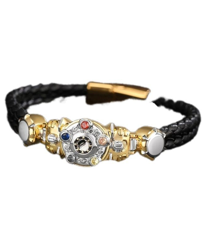 Men Gold Stainless Steel Alloy Zircon Armored Warrior Bracelet