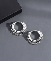 Men Silk Stainless Steel Hoop Earrings