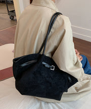 Minimalist Style Coffee Suede Pleated Large Capacity Shoulder Bag