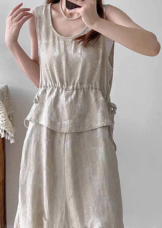 Modern Apricot Cinched Patchwork Cotton Beach Dress Summer