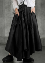 Modern Black Asymmetrical Exra Large Hem Denim Skirts Fall