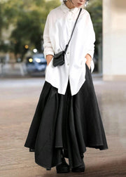 Modern Black Asymmetrical Exra Large Hem Denim Skirts Fall