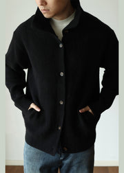 Modern Black Button Cozy Woolen Mens Coat Winter