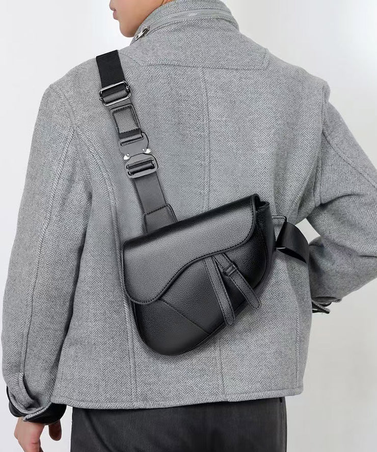 Modern Black CrossBody Leather Mens Versatile Phone Pouch