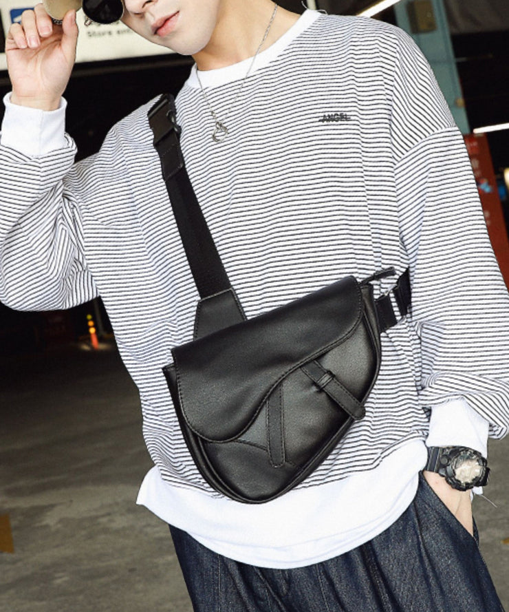 Modern Black CrossBody Leather Mens Versatile Phone Pouch