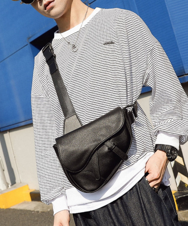 Modern Black CrossBody Leather Mens Versatile Phone Pouch