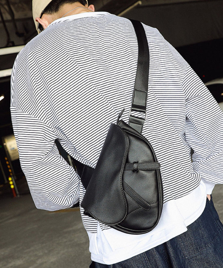 Modern Black CrossBody Leather Mens Versatile Phone Pouch
