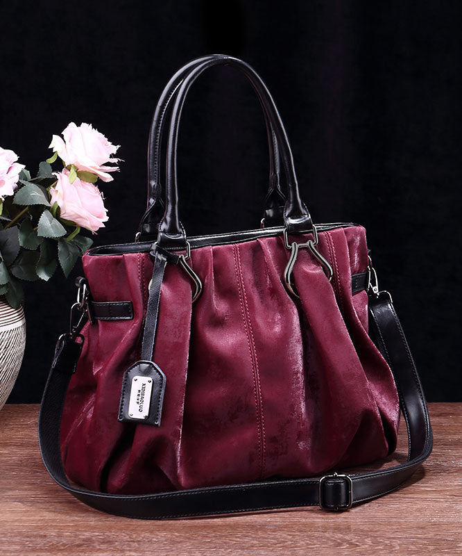 Modern Black Large Capacity Calf Leather Tote Bag