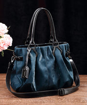 Modern Black Large Capacity Calf Leather Tote Bag