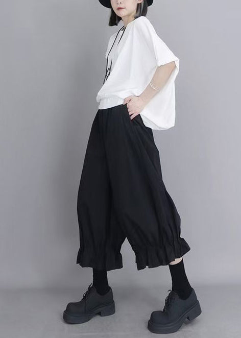 Modern Black Oversized Cotton Lantern Pants Summer