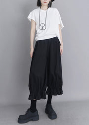 Modern Black Oversized Cotton Lantern Pants Summer