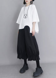 Modern Black Oversized Cotton Lantern Pants Summer