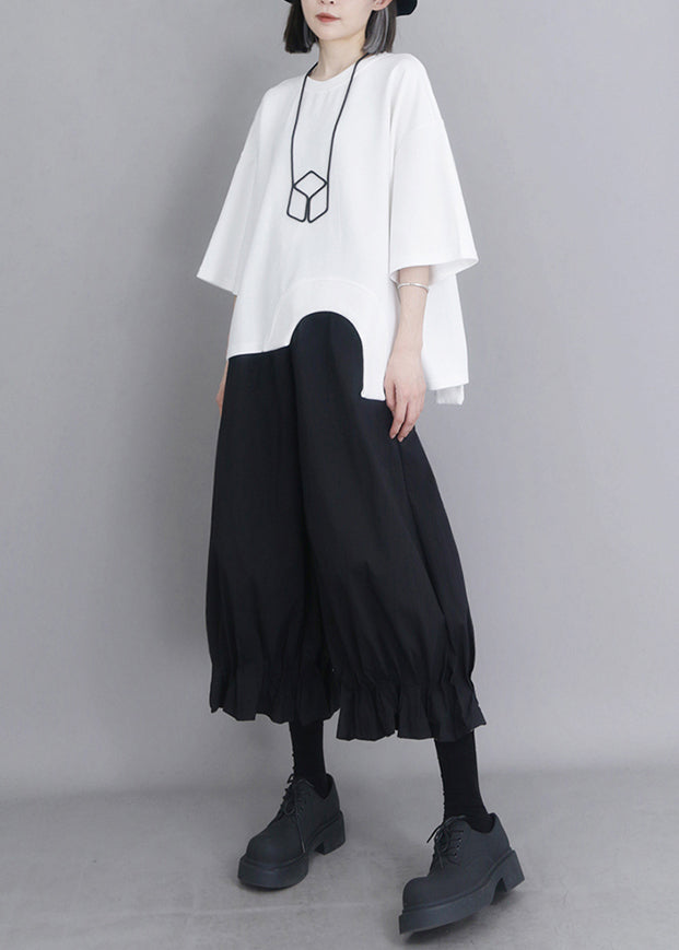 Modern Black Oversized Cotton Lantern Pants Summer